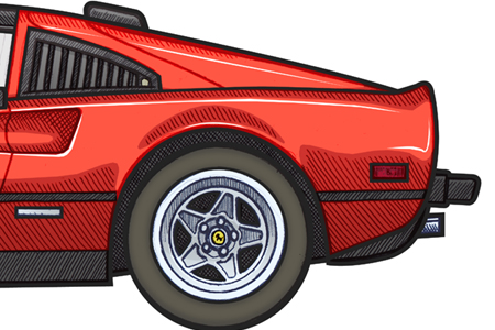 Close up detail of an 1979 Ferrari 308 GTSi QV