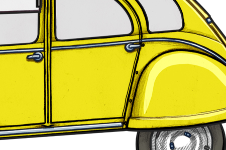 Close up detail of a Citroen 2CV
