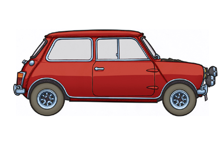 Close up detail of an Austin Mini Cooper Mk1