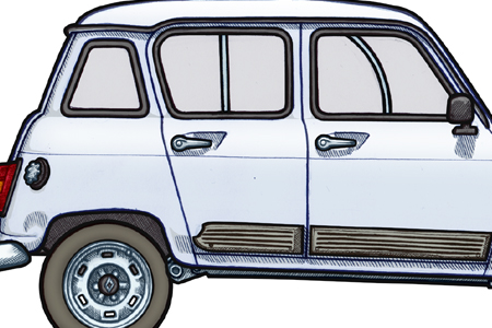 Close up detail of a Citroen 2CV