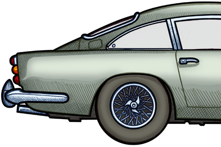 Close up detail of an Aston Martin DB5