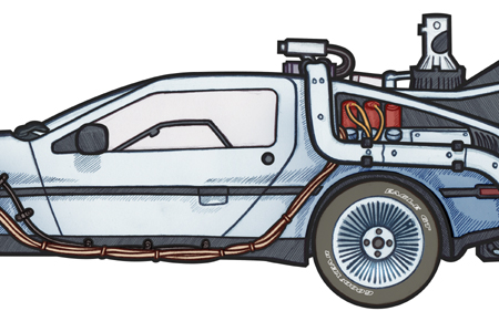 Close up detail of 451 picture of a Delorean DMC-12