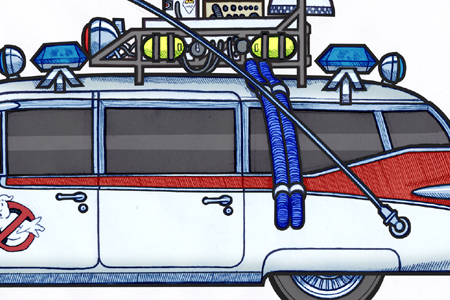 Close up detail of a 1959 Cadillac Miller-Meteor