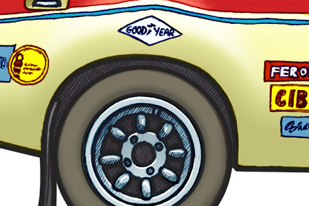 Close up detail of a 1970 Ford Escort 1850GT