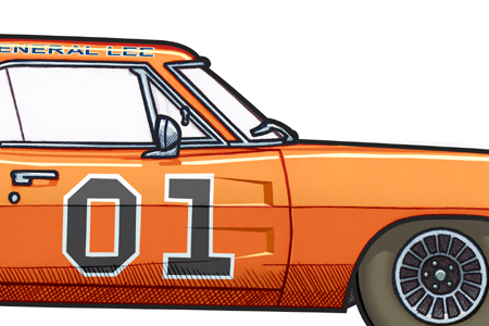 Close up detail of a 1969 Dodge Charger