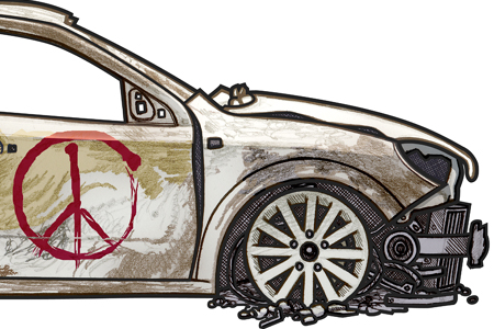 Close up detail of a 2009 Vauxhall Astra Police Car from Tottenham London