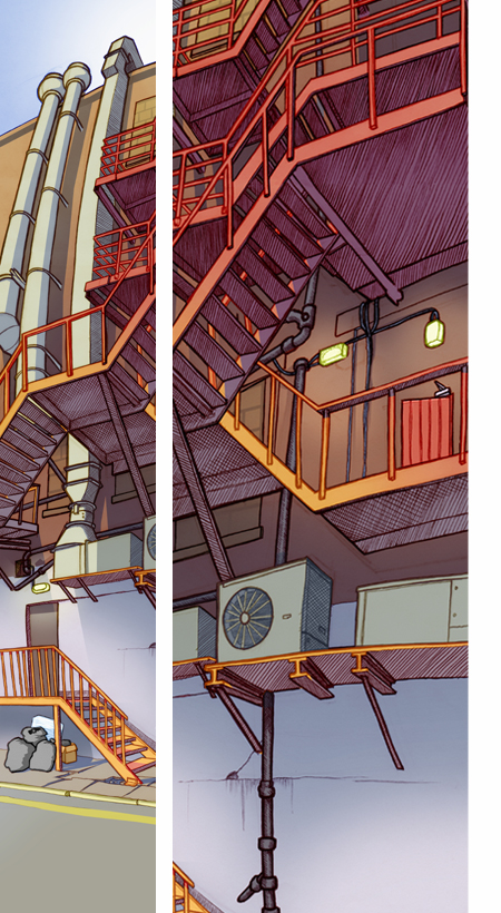 Close up detail of 451s Illustration of an urban street in china town, Manchester, uk