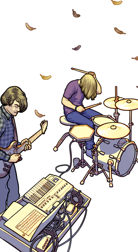 Close up detail of 451's portrait of Sound of Rum