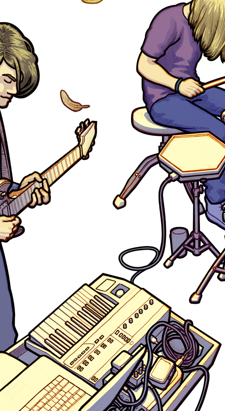 Close up detail of 451's portrait of Sound of Rum